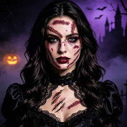 25 Sheets Fake Scar Temporary Tattoos Bloody Halloween Makeup Stickers