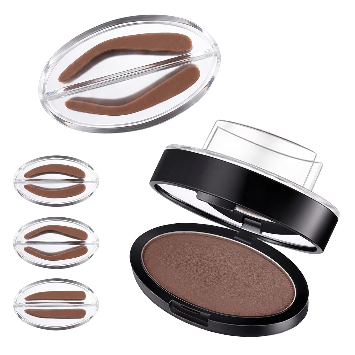 Eyebrow Stamp Kit with Brow Powder, Eyebrow Stamp Stencil Kit for Quick & Easy Brow Shaping, Natural-Looking Long-Lasting Eyebrow Makeup for Women, Light brown