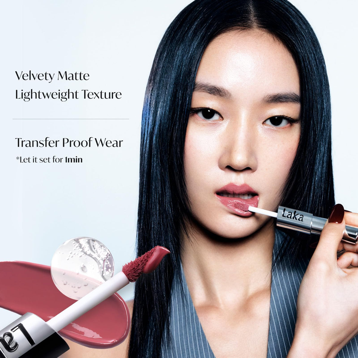 Laka Perfect Twin Lip - Dual-Ended Matte Liquid Lipstick & Clear Gloss | Transfer Proof Color | High Pigmented Lightweight Non-Sticky | Korean Makeup | #904 City Pink (Muted Cool Pink), 0.31oz