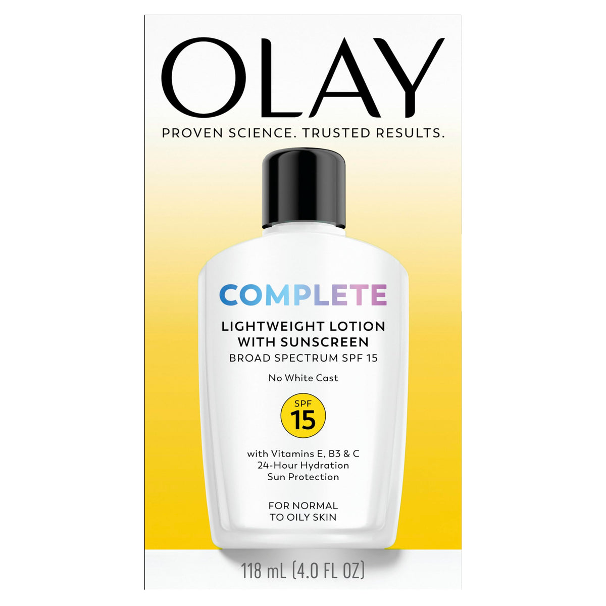 Olay Complete All Day Moisturizer with Broad Spectrum SPF 15 Normal, Sunscreen for Face, 4 Fl Oz (Pack of 1)