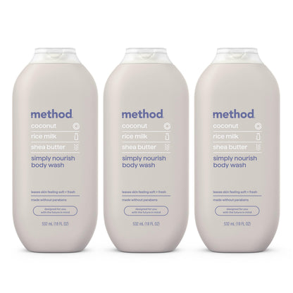 method Body Wash, Simply Nourish, 18 fl oz, 3 pack