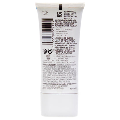 COVERGIRL - Clean Matte BB Cream, Oil-Free, Long-Lasting, Sensitive Skin, Lightweight, 100% Cruelty-Free