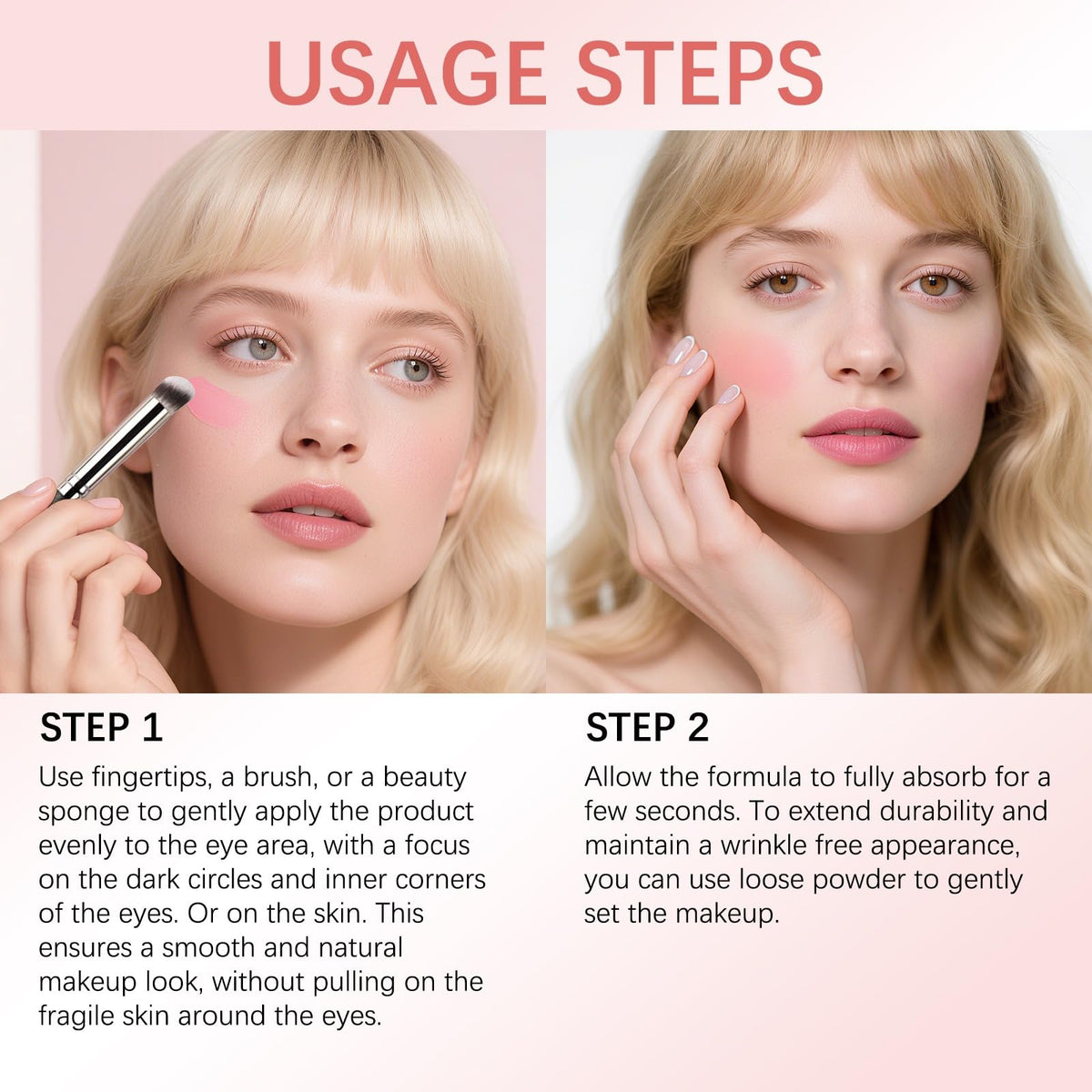 Luminance Under Eye Concealer, Pink Under Concealer, Waterproof, Covers Dark Circles, Moisturizing and Blending, Peach-Colored Eye Cream, Effectively Covers Dark Circles
