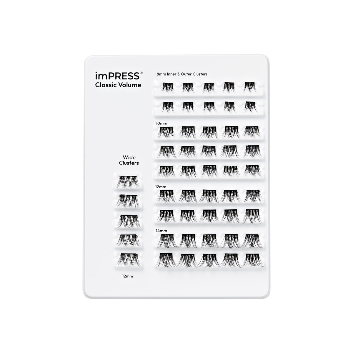 Kiss Impress False Eyelashes, Lash Clusters, Cluster Multipack, 'Classic Volume', 8mm-14mm, Includes 50 Pre-Glued Clusters, Contact Lens Friendly, Easy to Apply, Reusable Strip Lashes