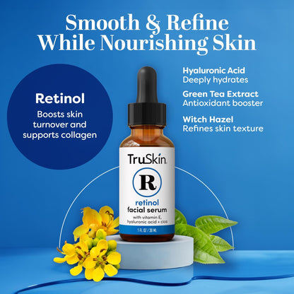 TruSkin Retinol Serum for Face with Hyaluronic Acid & Cica, 1 fl oz