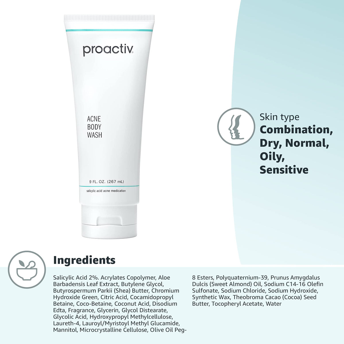 Proactiv Acne Body Wash, Salicylic & Glycolic Acid Body Cleanser, 9 Fl Oz
