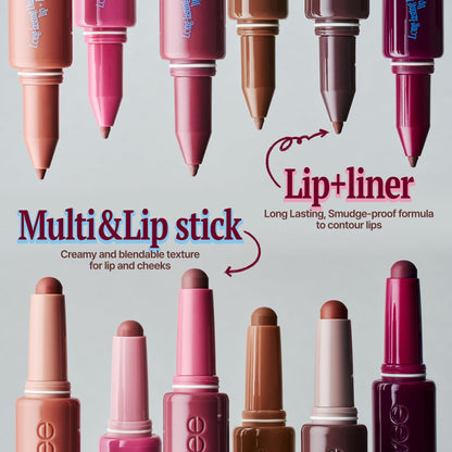 fwee Long Lasting Dual Coloring Stick Lip Liner, Pretty Savage | All-in-one dual stick, Retractable Lip Liner Lipstick Combo, Satin Finish | Smooth glide, Smudge-proof | 1.2g (06 Pretty Savage)