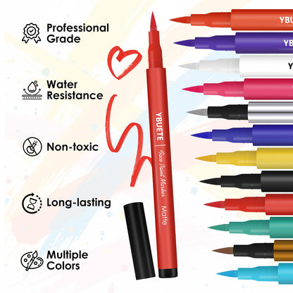 YBUETE 12 Colors Water Resistance Temporary Face Body Painting Markers
