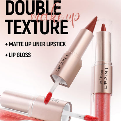 3 Pcs Double-ended Glossy 2-in-1 Lip Liner and Lipstick Set (#01 #02 #03)