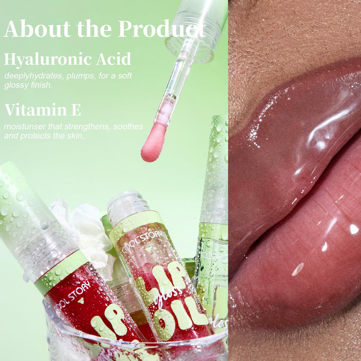 KIMIEYE 4 Pack Hydrating Glow Lip Oil Set, Moisturizing Lip Gloss, LIGHT