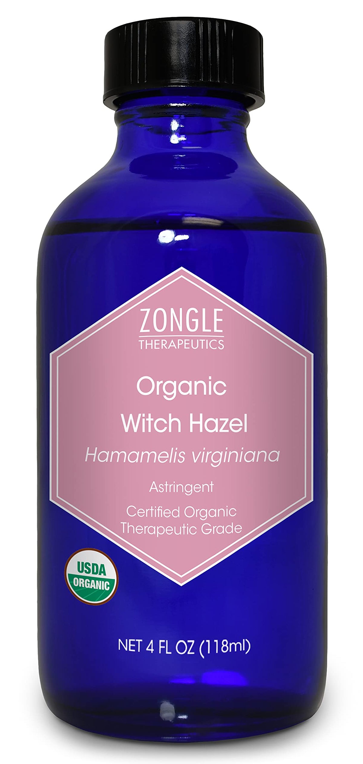 Organic, Witch Hazel – 100% Pure, Witch Hazel, for Face, Acne, Butt, Skin, Scalp, Hair, Body by Zongle Therapeutics, 4 OZ