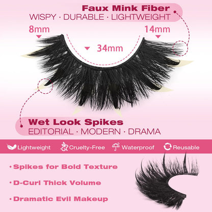 Kiromiro Spiky Lashes Strips 20mm 3D Fluffy False Eyelashes with Lash Glue