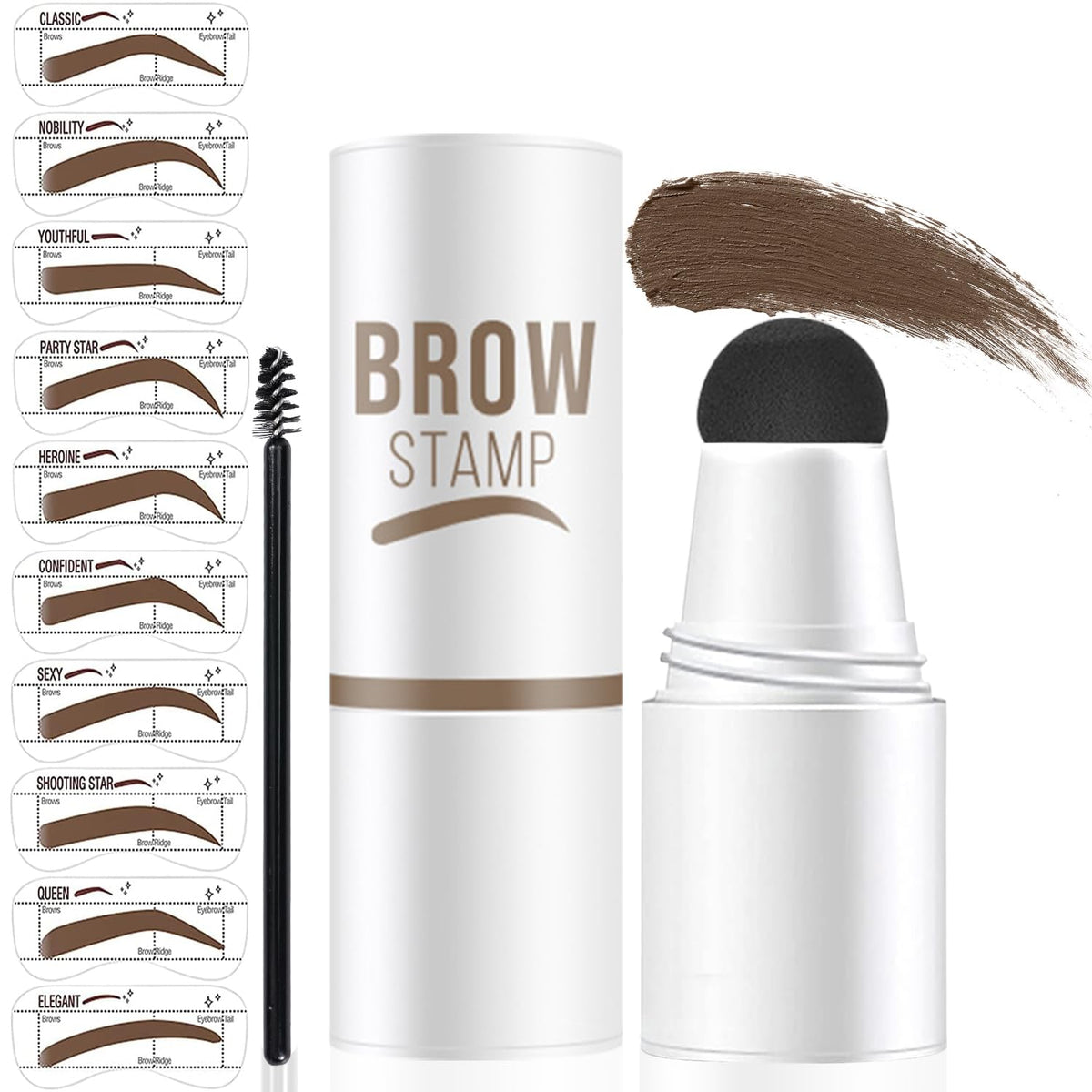 Eyebrow Stencils, Eye Brow Stencil Kits Waterproof Eyebrow Stamp Perfect Eyebrows, Smudge-proof Brow Stamp Eyebrow Kit for Women With 10PCS Eyebrow Shaping Kit Long-Lasting, Medium Brown