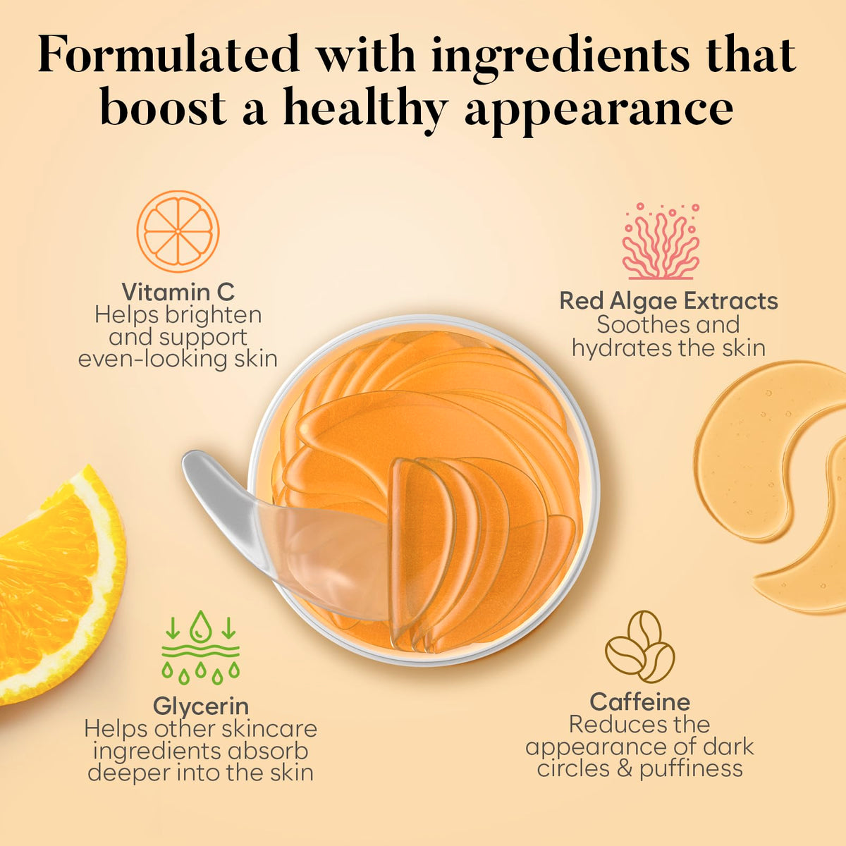 Under Eye Patches with Vitamin C and Caffeine for Puffy Eyes, Dark Circles