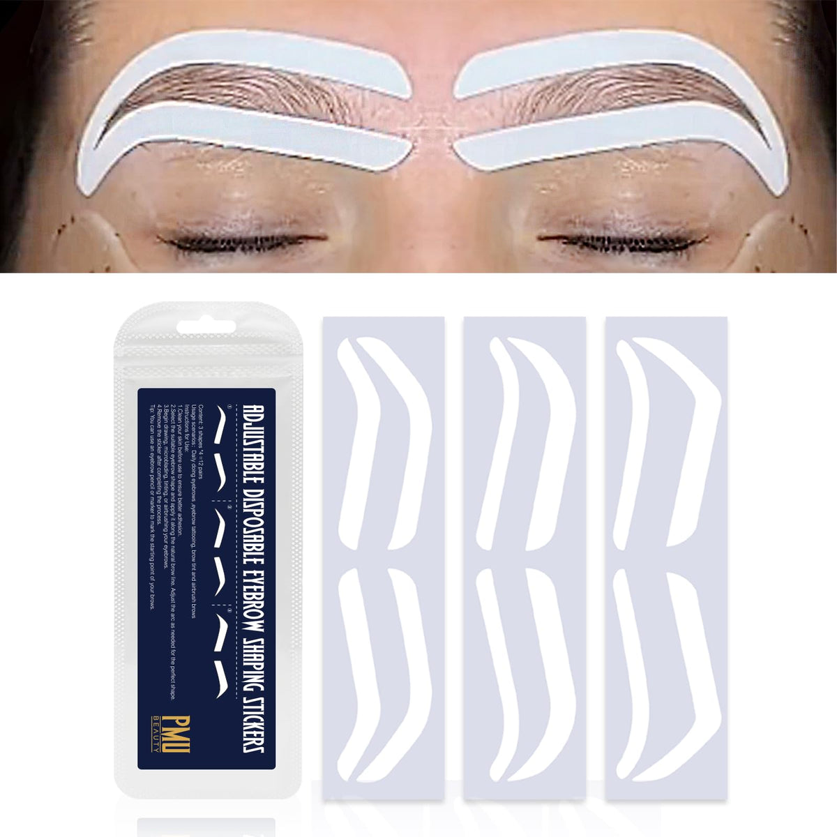 12Pairs Airbrush Eyebrow Shaping Stickers Stencils Shape Tape Disposable