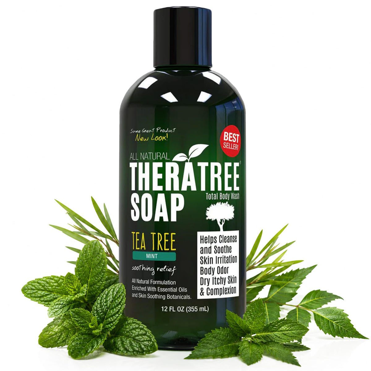 TheraTree Tea Tree Oil Body Wash with Mint, Foot Wash, Shower Gel, 12 Fl Oz