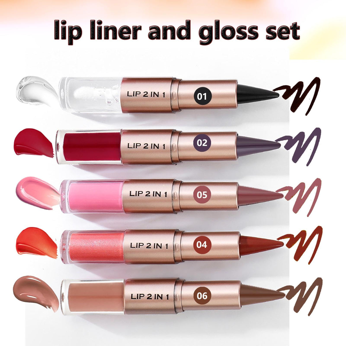 MiaSarah Lip Liner Gloss Lip Combo Sets Kit,Nude Brown Lip Liner and Brown Gloss Set, lip combo sets for black women, High Pigmented Long Lasting Plumping Lip Gloss Lipstick Waterproof Lip Combo 06