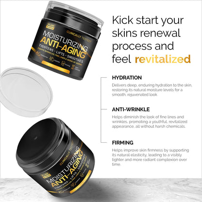 Men's Face Cream Moisturizer - Anti-Aging Cream For Men, Collagen, Retinol & Hyaluronic Acid - Day & Night - Facial Skin Care- Anti Wrinkle 1.7 oz