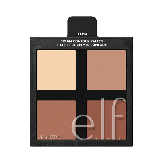 e.l.f. Cream Contour Palette, 4 Shades, Easy to Apply, Blendable, Buildable, Highlights, Contours, Sculpts, Sharpens, Bronzes, Compact, All-Day Wear, Travel-Friendly, 0.43 Oz
