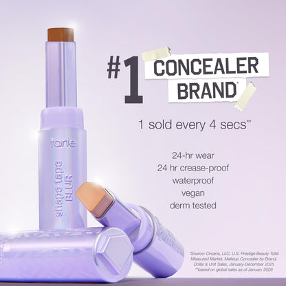 tarte shape tape blur concealer stick - Full Coverage Crease-Proof Makeup, Diamond-Shaped Precision Tip for Instant Eye Lift Effect, 50% Skin love-Ingredients, Vegan & Cruelty-Free, full size, 27H