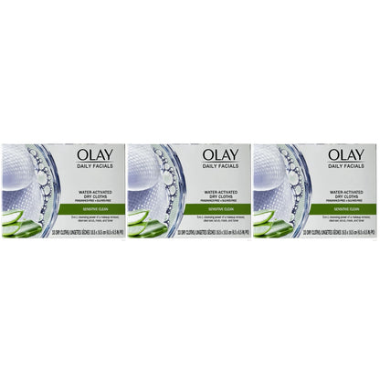 OLAY Daily Gentle Clean 5-in-1 Water Activated Cloths, 33 Count (Pack of 3)