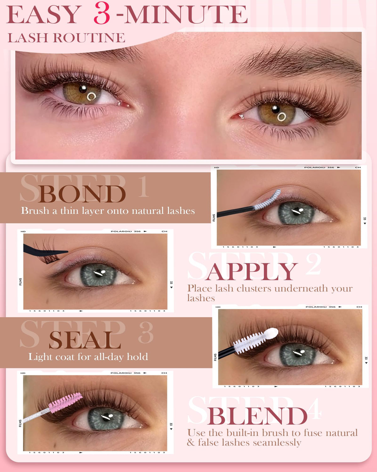 Natural Brown Lash Clusters Kit Wispy Eyelashes Clusters Kit