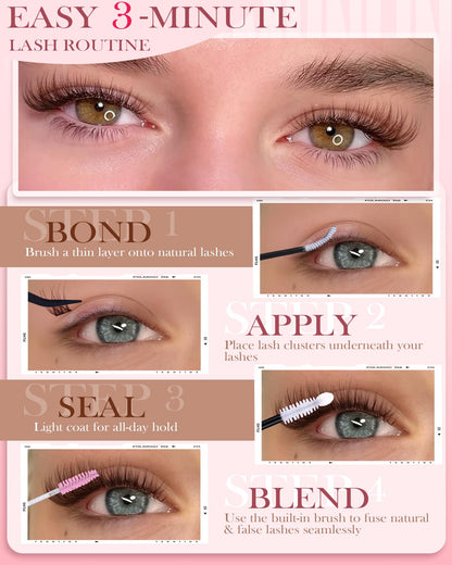 Natural Brown Lash Clusters Kit Wispy Eyelashes Clusters Kit