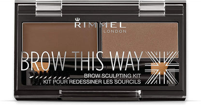 Rimmel Brow This Way Sculpting Kit, Medium Brown, Powder 0.04 Ounce, Wax 0.03 Ounce