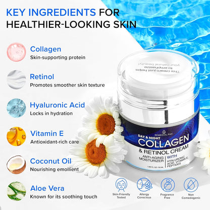 Collagen Face Cream with Retinol & Hyaluronic Acid - Women&Men, Day&Night