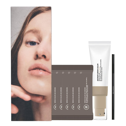ENTROPY MAKEUP Brow Color Ash Brown, Long-Lasting Eyebrow Kit for Natural-Looking Brows, Up to 4 Weeks, Nourishing Aloe Vera & Moringa Extract, 6 Applications, Easy-to-Use