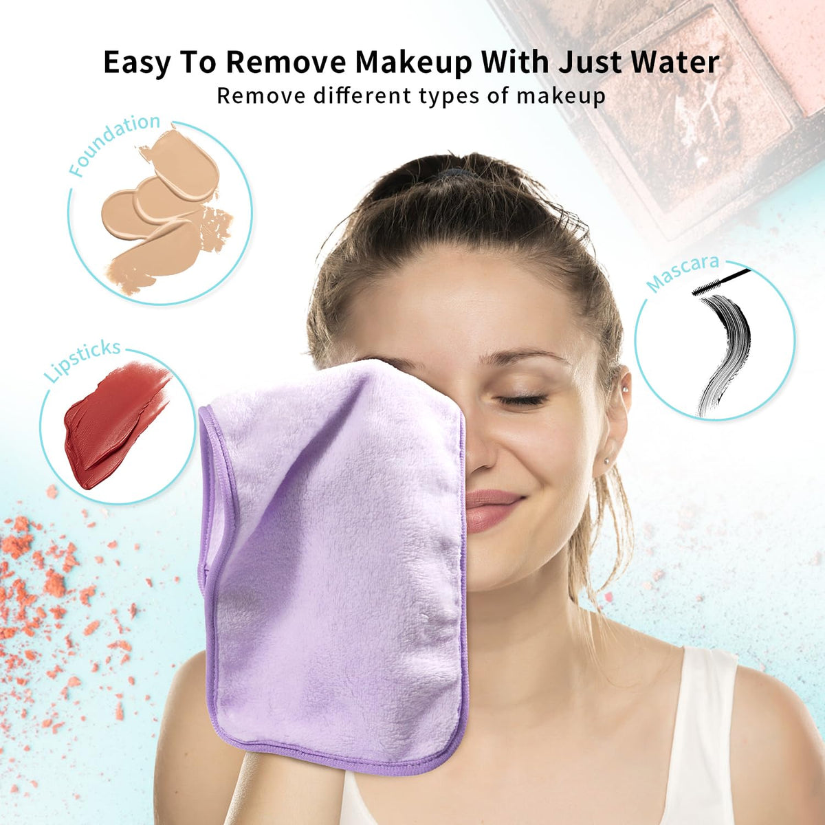 my novel things Makeup Remover Cloth 7-Day Set 15"x6.5" Reusable Washcloths
