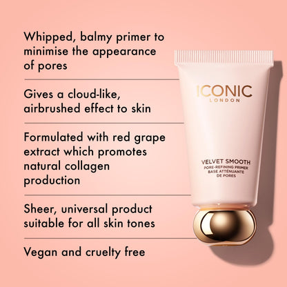 ICONIC LONDON Velvet Smooth Pore-Refining Primer | Vegan, 1.01 Fl oz