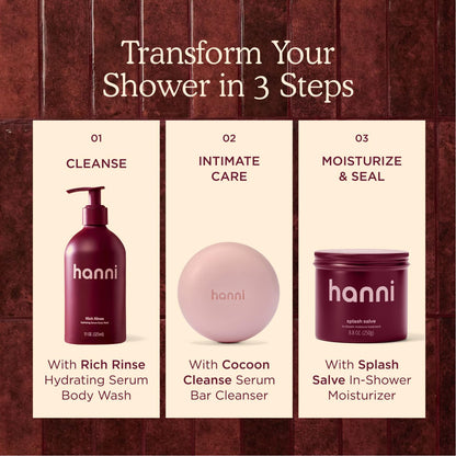 HANNI Rich Rinse Hydrating Serum Body Wash, Glycerin + Aloe, 325 mL/11 oz