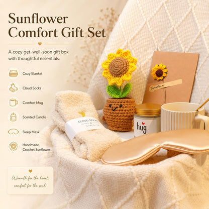 Sending Sunshine Sunflower, Thinking of You Care Package Unique Birthday Gift Baskets for Women Best Friend Mom Grandma Sister
