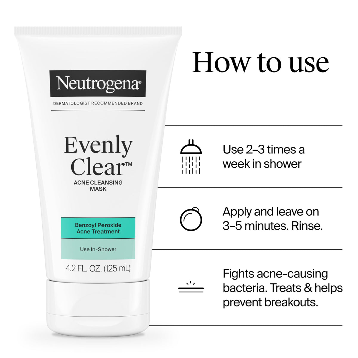 Neutrogena Evenly Clear Acne Cleansing Face Mask, 4.2 fl. oz