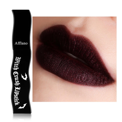 Goth Lip Gloss, Highly Pigmented Matte Burgundy Dark Lipstick with Shimmer, Silky Long Lasting Goth Makeup Shiny Lip Stain for Women, Moisturizing Lipstick for Daily, Halloween Vampire, Witch, Theater