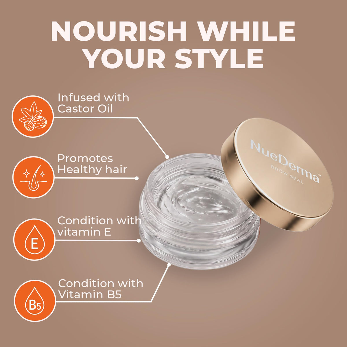 NueDerma Eyebrow Gel Brow Lamination - Clear Styling Wax, 1 oz with Spoolie