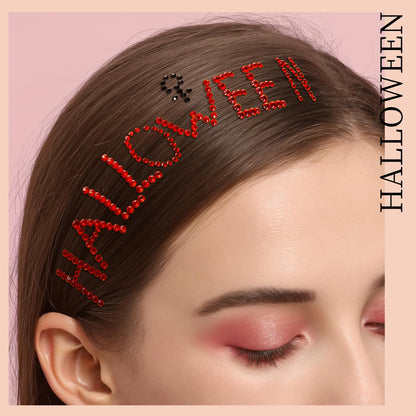 Teenitor Red and Black Face Gems Black Face Rhinestone Makeup Festival Face Jewels Red Stick on Gems, Self-Adhesive Rhinestone Set for Halloween Makeup