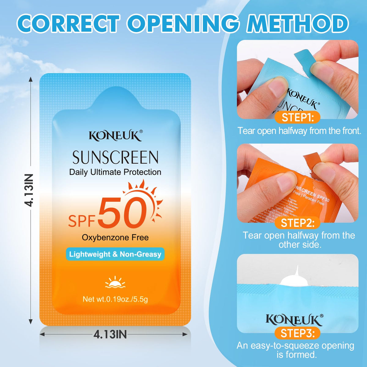 30 Pack Travel Size Sunscreen, SPF 50, Mini Sunscreen for Face and Body