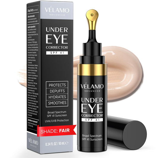VELAMO ADVANCED Under Eye Corrector SPF 41(Fair): Under Eye Color Corrector for Dark Circles, Fine Lines & Puffiness - Hydrating Anti Aging Eye Cream with Ceramides Complex - 10mL