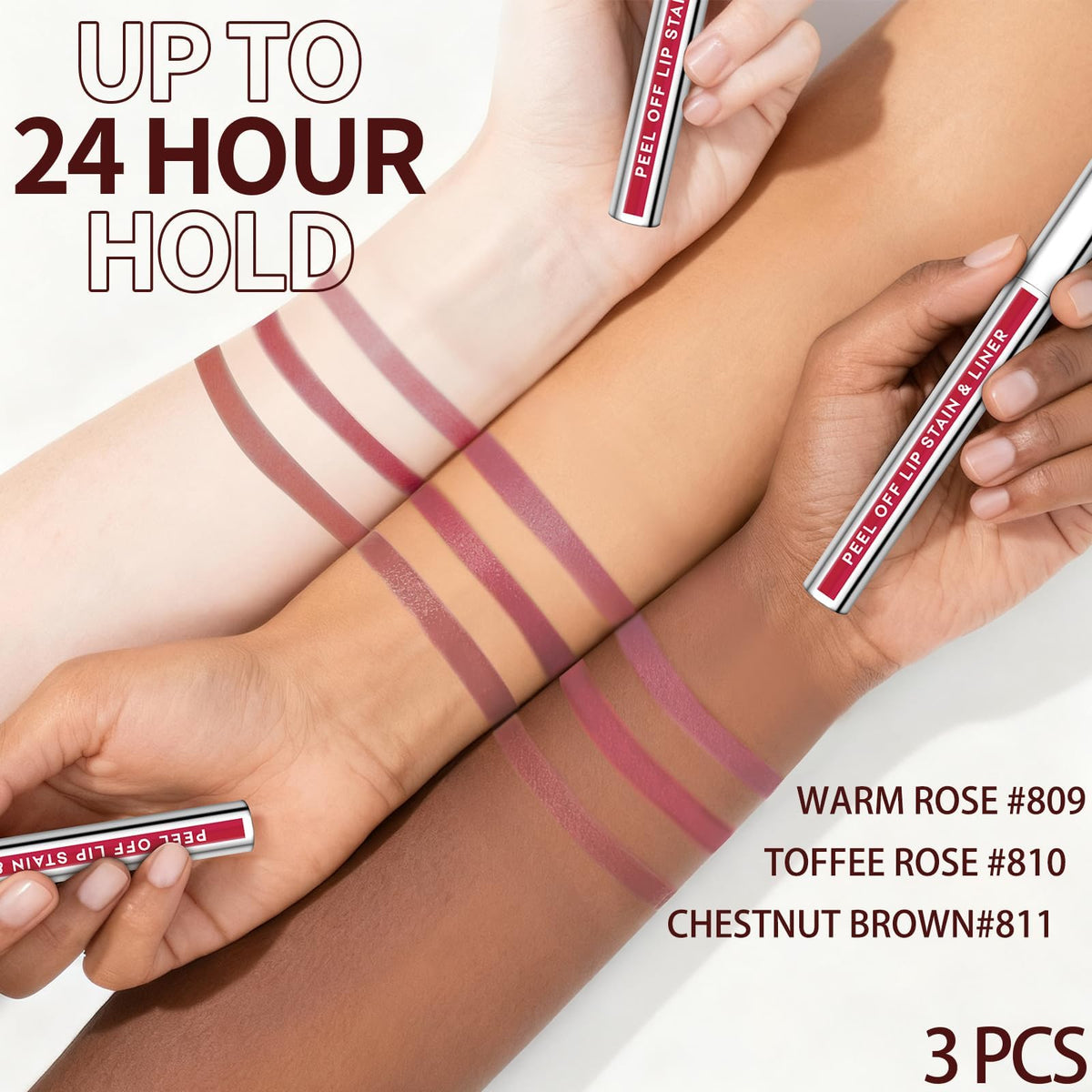 3Pcs Lip Stain Peel Off Set, Long-Lasting Lip Liner Stain, Waterproof Tint