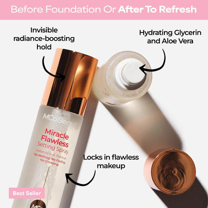 MCoBeauty Miracle Flawless Setting Spray, Primes, Sets & Refreshes Makeup