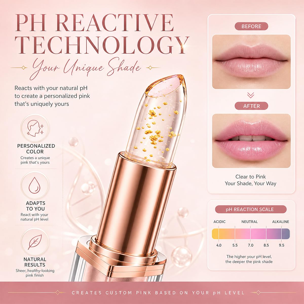 Kivora Lipstick（2 Pack）,Latest Rose Gold Kivora Lipstick for Mature Lips,PH Lipsticks Color Changing, Long Lasting Moisturizing Tinted Lip Balm