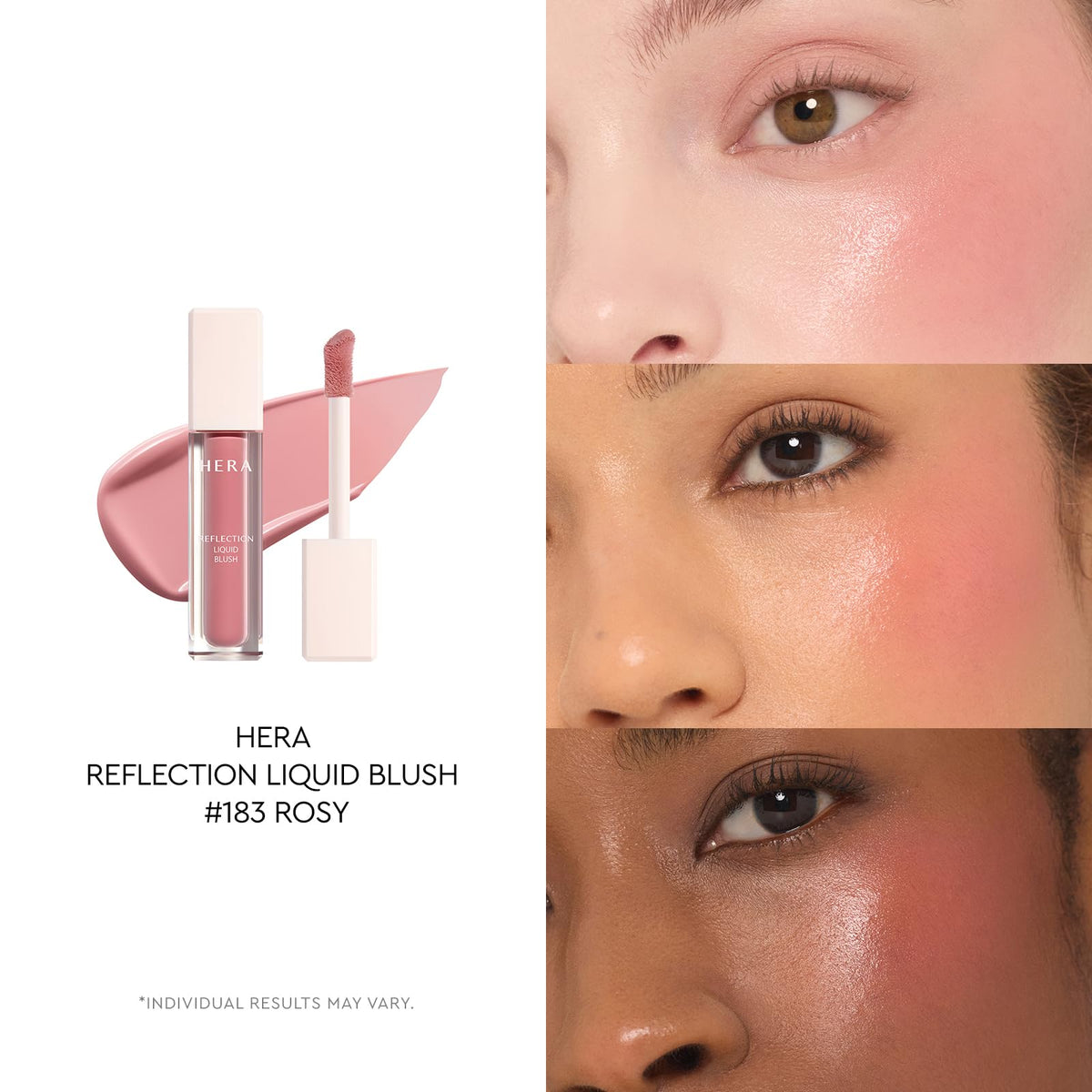 HERA Reflection Liquid Blush #183 Rosy 7.5g – Glass Skin Glow, Hydrating Serum Formula with 70% Skincare Ingredients, Buildable Radiance, Sheer Color, Korean Makeup