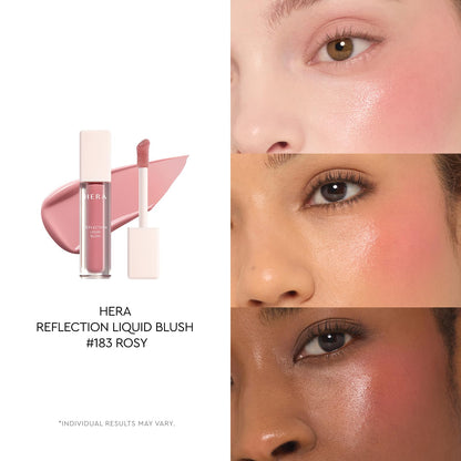 HERA Reflection Liquid Blush #183 Rosy 7.5g – Glass Skin Glow, Hydrating Serum Formula with 70% Skincare Ingredients, Buildable Radiance, Sheer Color, Korean Makeup
