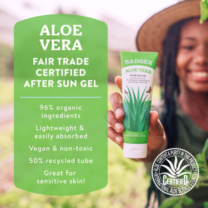 Badger Organic Aloe Vera Gel, Cooling, Fair Trade, Face & Body, 4 fl oz