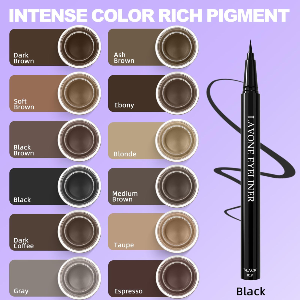 Eyeliner Makeup Kit, Waterproof Gel Eyeliner, Liquid Liner and Brush, Black
