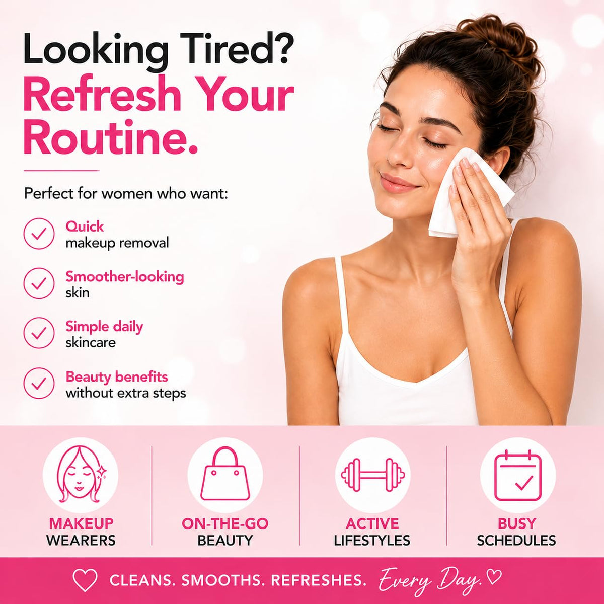 Global Beauty Care Collagen Cleansing Facial Towelettes, Makeup Remover, Nourishing Face & Eye, Hypoallergenic, Paraben-Free, Non-Comedogenic, Hydrates & Smooths Skin, 25 Wipes, 100 Count 4 Pack