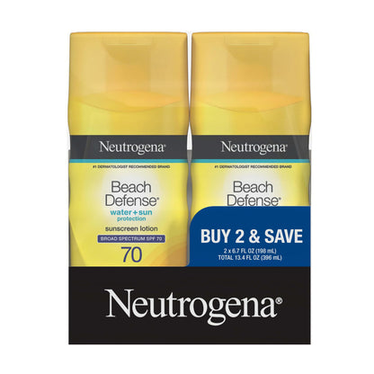 Neutrogena Beach Defense Sunscreen Lotion SPF 70, 6.7 fl oz, 2 Pack