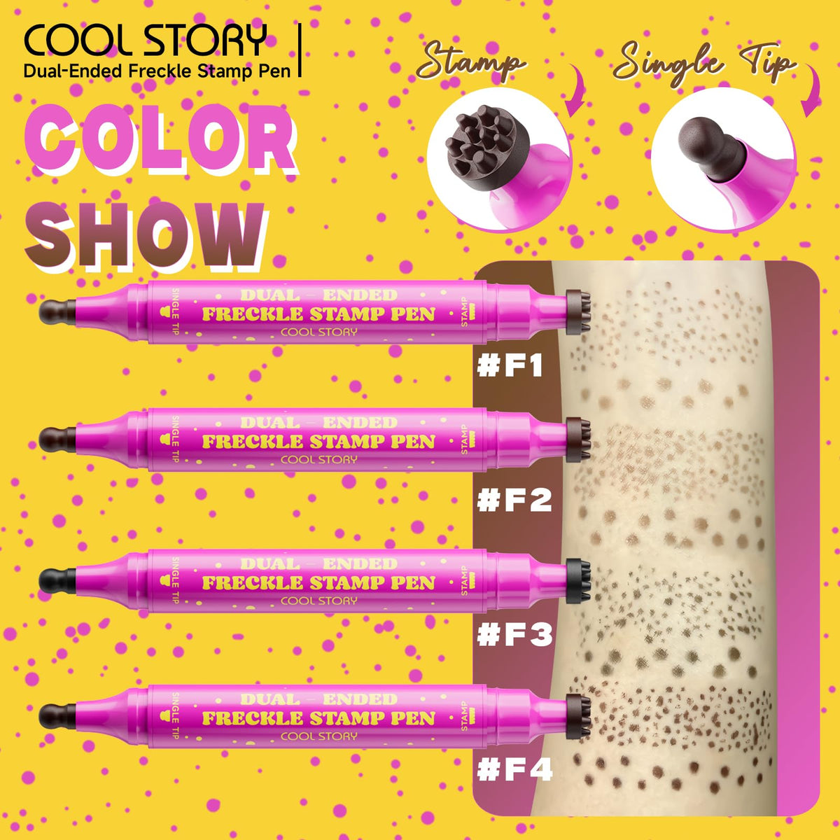 Beauty Glazed Dual-Ended Freckle Stamp Pen – Realistic Faux Freckles Makeup with Soft Sponge Stamp & Precision Tip – Waterproof Long-Lasting Freckle Marker for Natural or Bold Looks (01 Beige Brown)